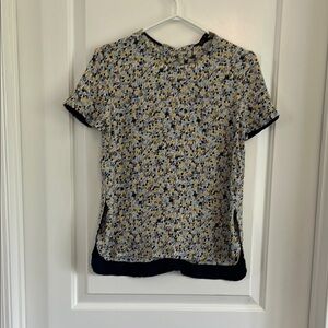 Zara print blouse with unique bow back size small